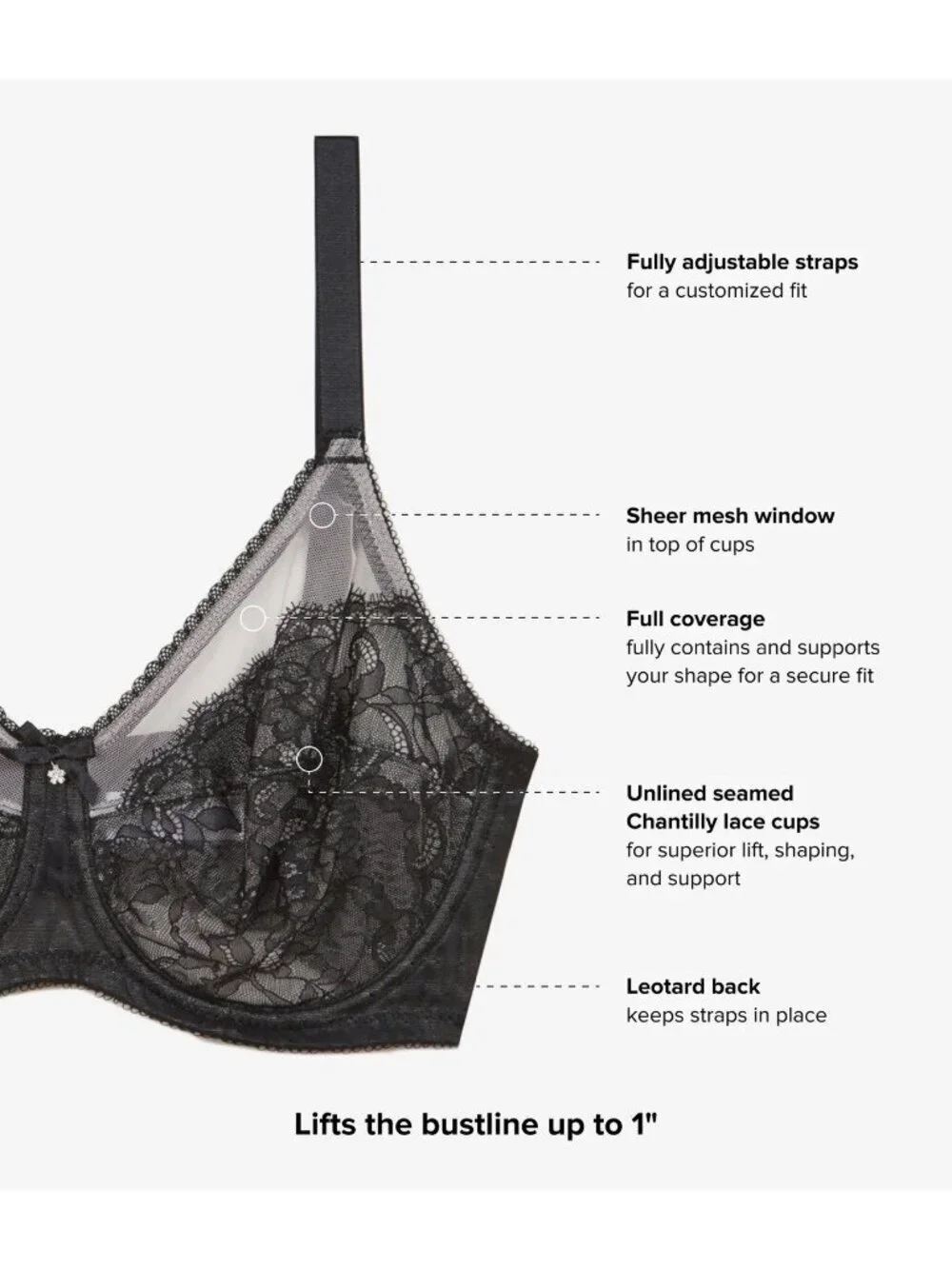 Wacoal 38D Bra Black Lace Retro Chic Full Figure Coverage Underwire 855186